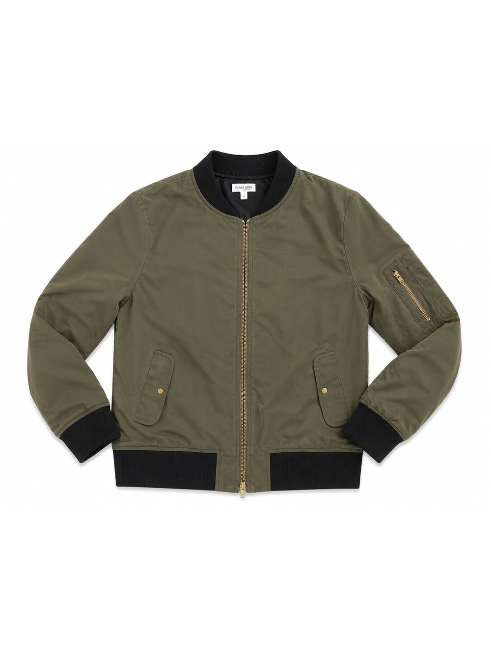Olivia Gray Olive Green Bomber Jacket – Size L – NWT